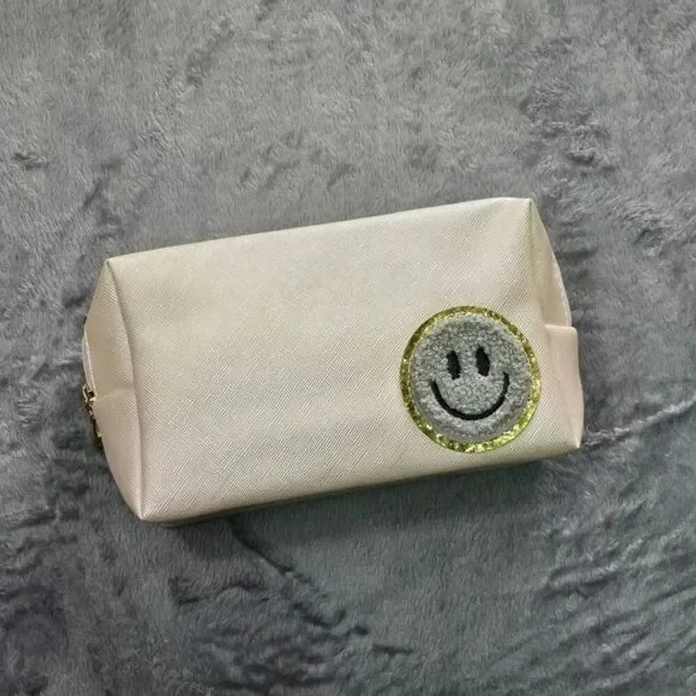 Smiley Face Makeup Bag Cream Cosmetic Pouch